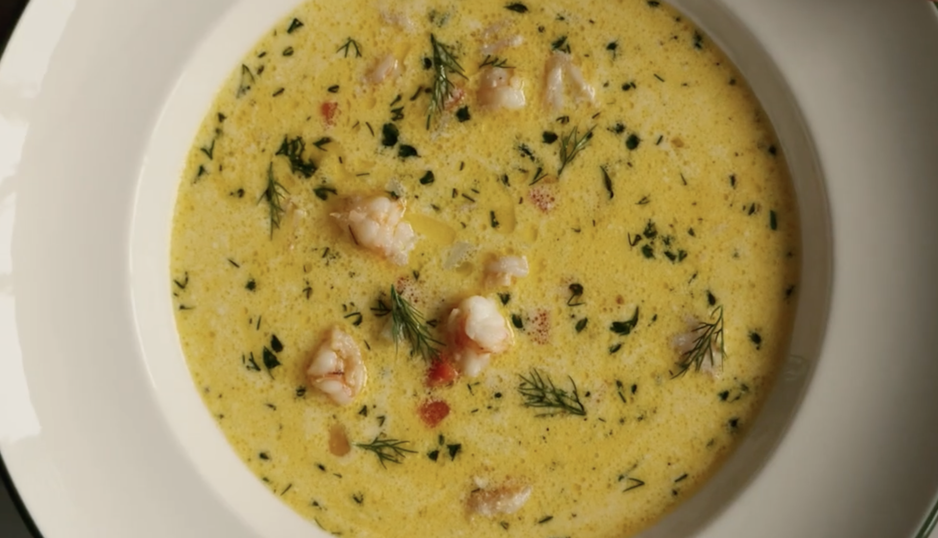 Supă cremoasă de creveți și legume